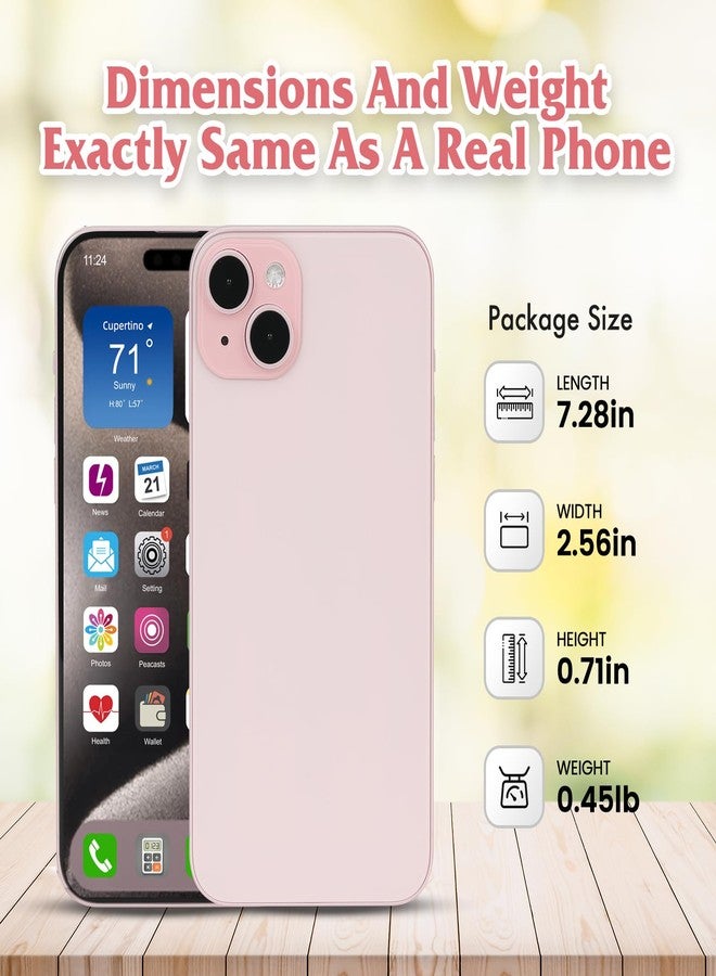 FufoneUS Dummy Fake Phone Model, Looks Like The Real Phone Dummy Compatible with Phone 15, Prank Stuff Decoy Pear Non-Working Toy Phone 15 for Kids Pink (Rainbow Front) - Image 2